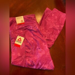 NWT Reebok Women's Plum Patterned 7/8 Leggings High Rise Size XXL